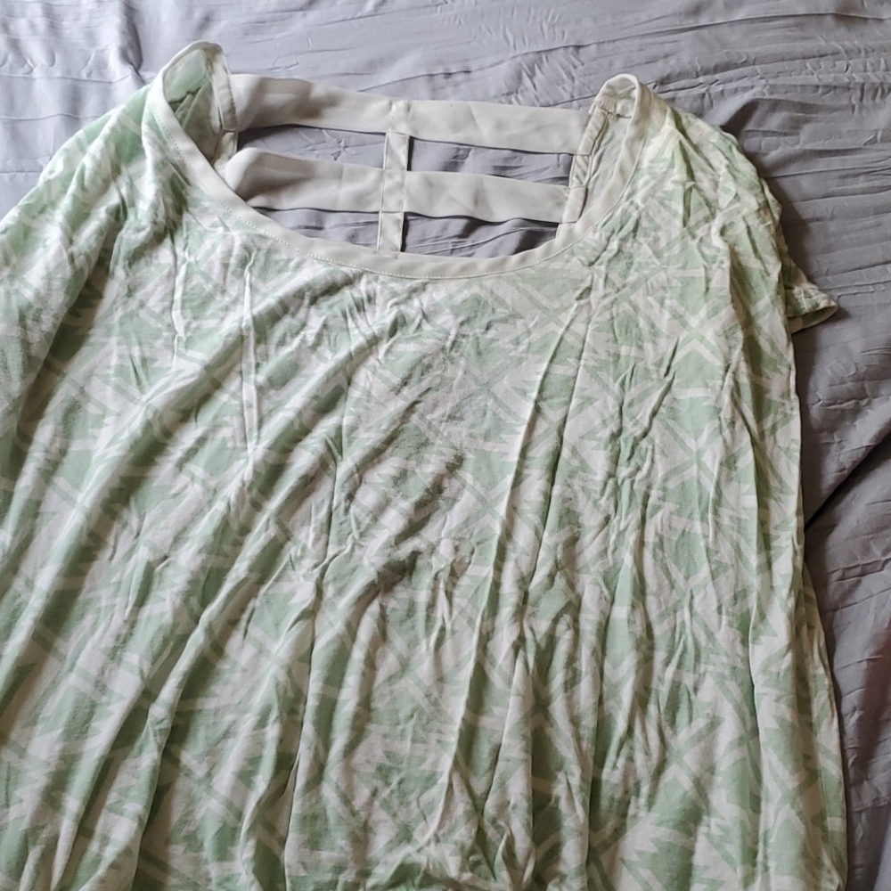 Teal and white shirt